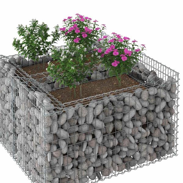 Grote foto vidaxl gabion verhoogd bed zilver 100 x 100 x 60 cm tuin en terras hekken en schuttingen