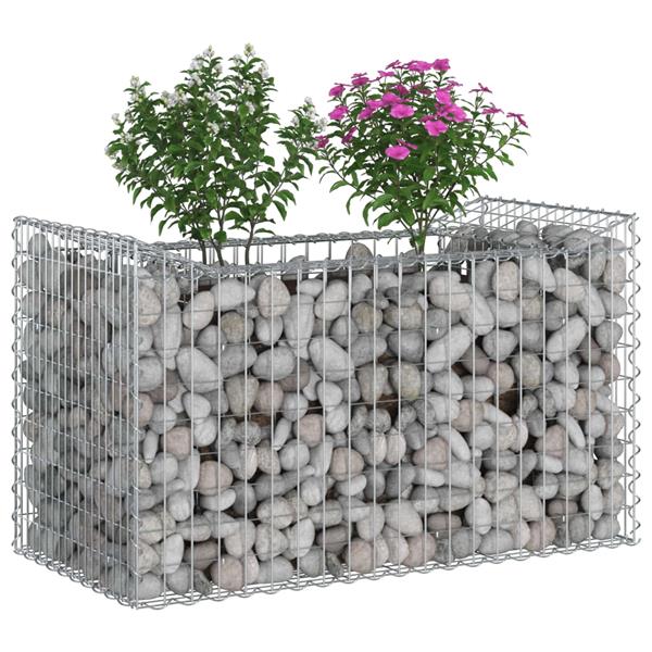 Grote foto vidaxl gabion verhoogd bed zilver 50 x 100 x 60 cm tuin en terras hekken en schuttingen