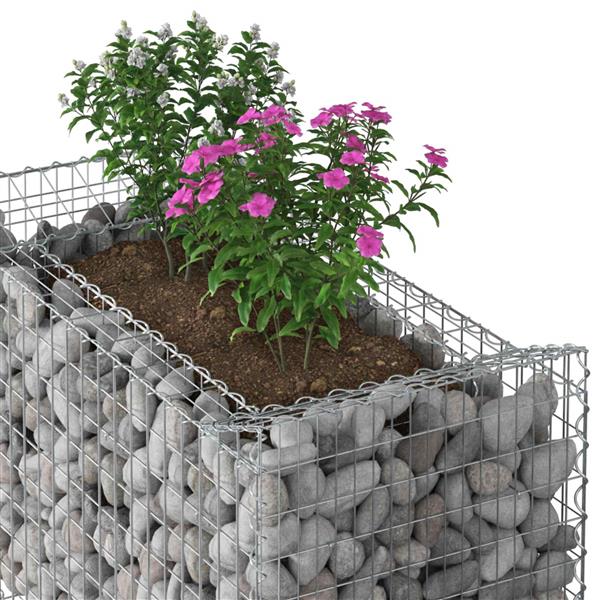 Grote foto vidaxl gabion verhoogd bed zilver 50 x 100 x 60 cm tuin en terras hekken en schuttingen