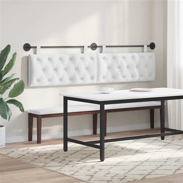 Grote foto vidaxl hangend hoofdeinde wandgemonteerd wit 210 x 55 x 7 cm stof antiek en kunst stoelen en banken