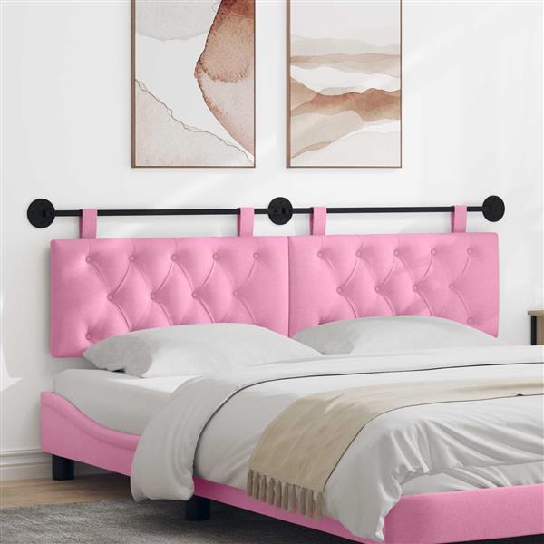 Grote foto vidaxl hangend hoofdeinde wandgemonteerd roze 170 x 55 x 7 cm stof antiek en kunst stoelen en banken