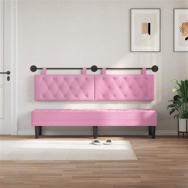 Grote foto vidaxl hangend hoofdeinde wandgemonteerd roze 170 x 55 x 7 cm stof antiek en kunst stoelen en banken