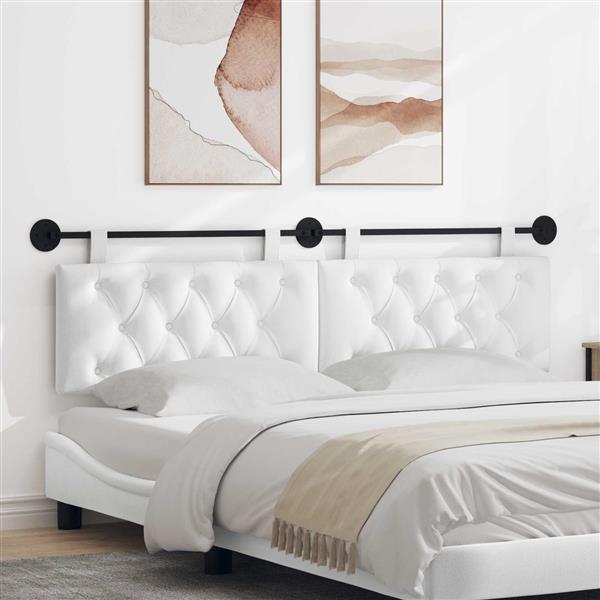 Grote foto vidaxl hangend hoofdeinde wandgemonteerd wit 170 x 55 x 7 cm stof antiek en kunst stoelen en banken
