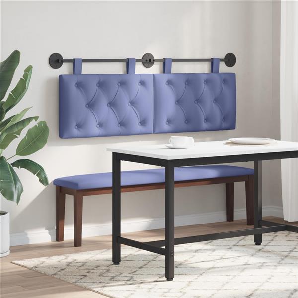 Grote foto vidaxl hangend hoofdeinde jeans blauw 150 x 55 x 7 cm stof antiek en kunst stoelen en banken
