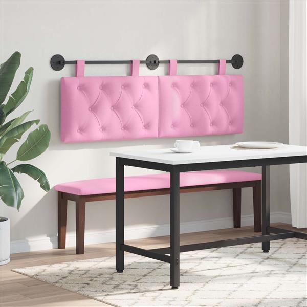 Grote foto vidaxl hangend hoofdeinde wandgemonteerd roze 150 x 55 x 7 cm stof antiek en kunst stoelen en banken