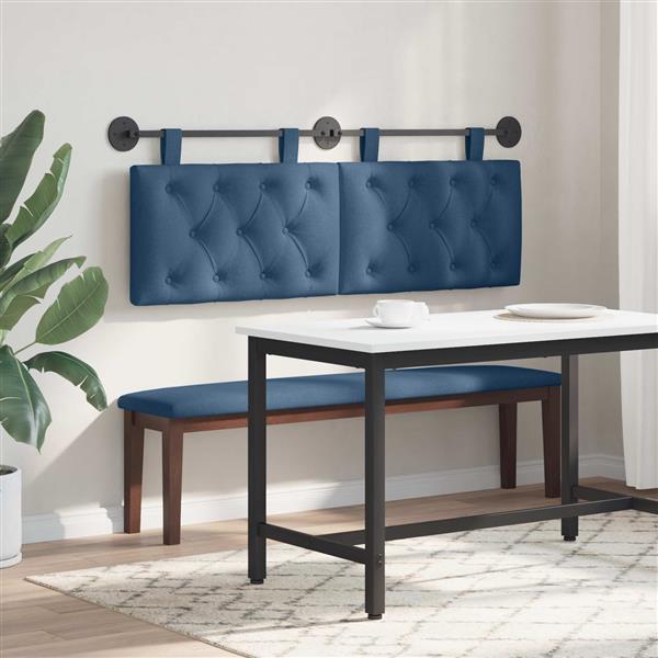 Grote foto vidaxl hangend hoofdeinde wandgemonteerd blauw 150 x 55 x 7 cm stof antiek en kunst stoelen en banken