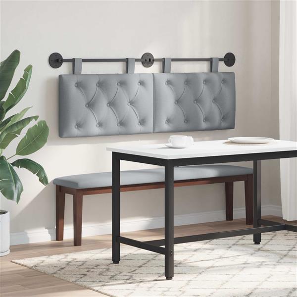 Grote foto vidaxl hangend hoofdeinde lichtgrijs 150 x 55 x 7 cm stof antiek en kunst stoelen en banken