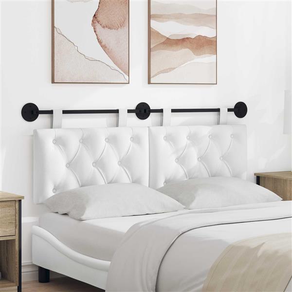 Grote foto vidaxl hangend hoofdeinde wandgemonteerd wit 130 x 55 x 7 cm stof antiek en kunst stoelen en banken