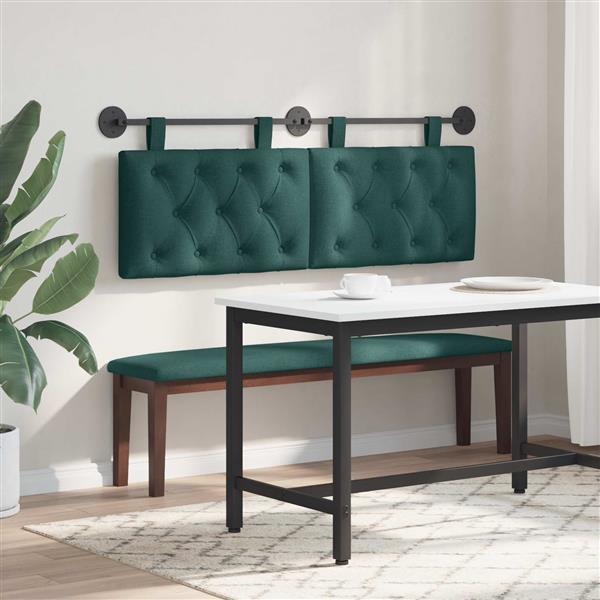 Grote foto vidaxl hangend hoofdeinde donkergroen 130 x 55 x 7 cm stof antiek en kunst stoelen en banken