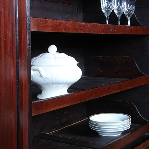 Grote foto klein engels mahonie kabinet feestelijk ingelegd met satijnhout ca 1800 no.391140 antiek en kunst stoelen en banken