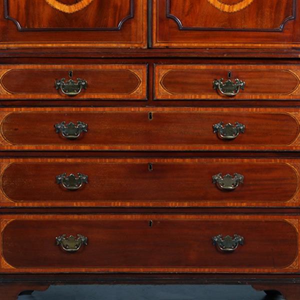 Grote foto klein engels mahonie kabinet feestelijk ingelegd met satijnhout ca 1800 no.391140 antiek en kunst stoelen en banken