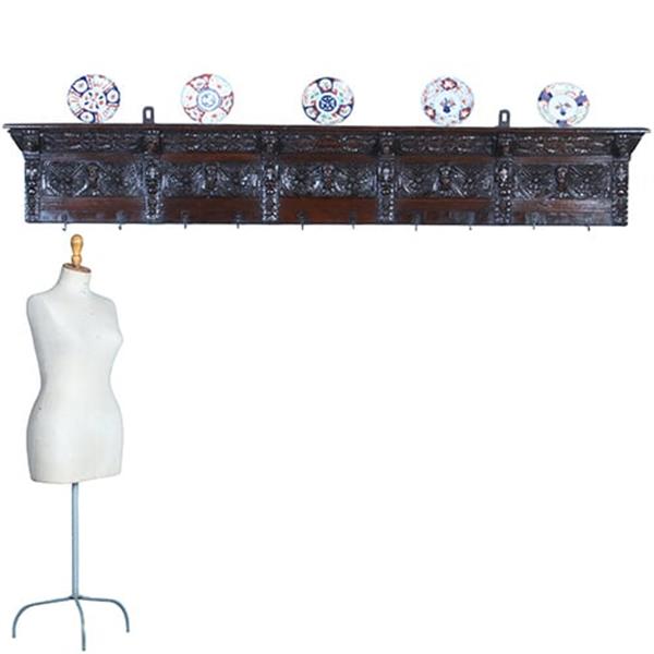 Grote foto renaissance wandrek of kapstok met 7 gestoken panelen 1640 en later no.371410 antiek en kunst overige in antiek gebruiksvoorwerpen