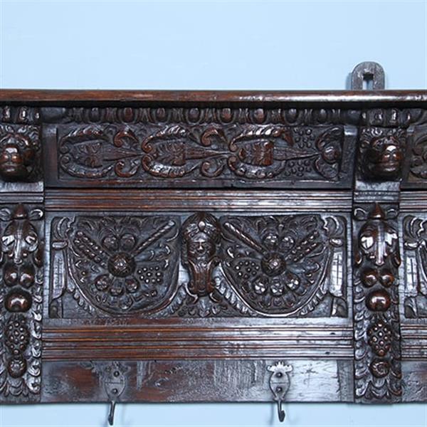Grote foto renaissance wandrek of kapstok met 7 gestoken panelen 1640 en later no.371410 antiek en kunst overige in antiek gebruiksvoorwerpen