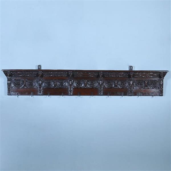 Grote foto renaissance wandrek of kapstok met 7 gestoken panelen 1640 en later no.371410 antiek en kunst overige in antiek gebruiksvoorwerpen