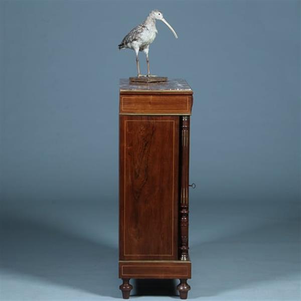 Grote foto oogstrelend wortelnoten intarsia 1 deurs kastje met marmer bovenblad ca 1870 no.362940 antiek en kunst stoelen en banken