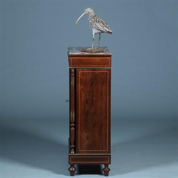 Grote foto oogstrelend wortelnoten intarsia 1 deurs kastje met marmer bovenblad ca 1870 no.362940 antiek en kunst stoelen en banken