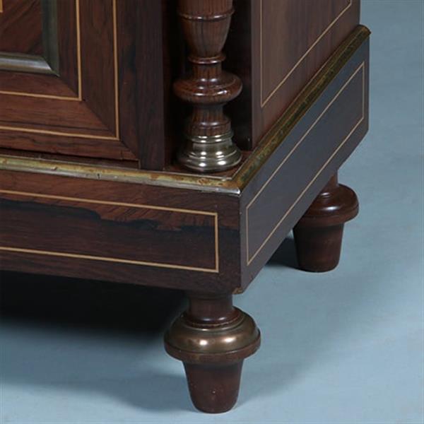 Grote foto oogstrelend wortelnoten intarsia 1 deurs kastje met marmer bovenblad ca 1870 no.362940 antiek en kunst stoelen en banken