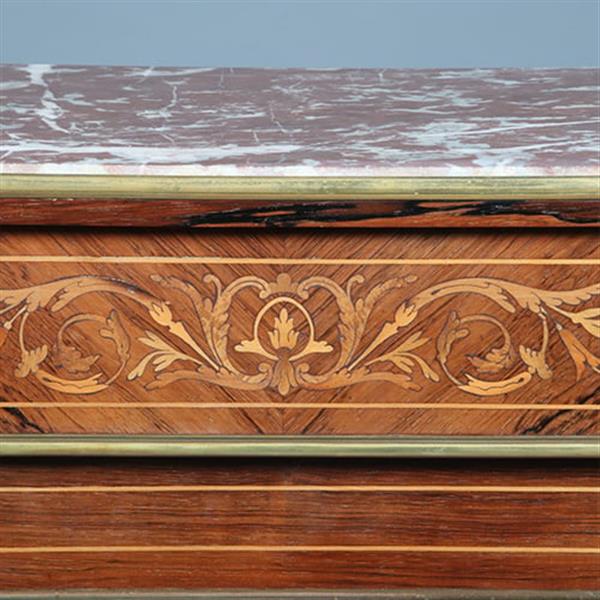 Grote foto oogstrelend wortelnoten intarsia 1 deurs kastje met marmer bovenblad ca 1870 no.362940 antiek en kunst stoelen en banken