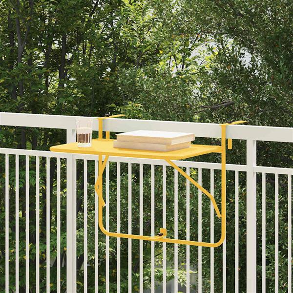 Grote foto vidaxl hangende balkon tafel mosterdgeel 60 x 39 x 65 cm staal tuin en terras tuinmeubelen