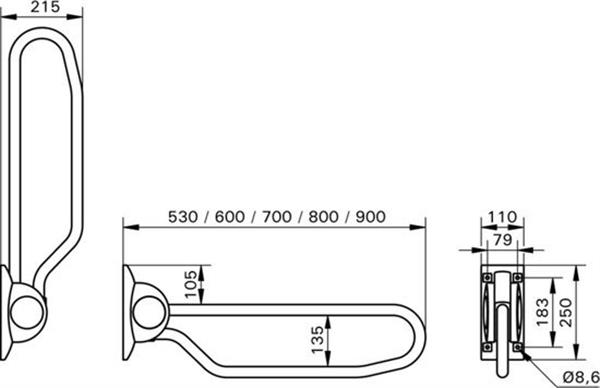 Grote foto handicare opklapbeugel 90cm wit huis en inrichting complete badkamers