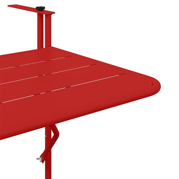Grote foto vidaxl hangende balkon tafel rood 60 x 39 x 65 cm staal tuin en terras tuinmeubelen