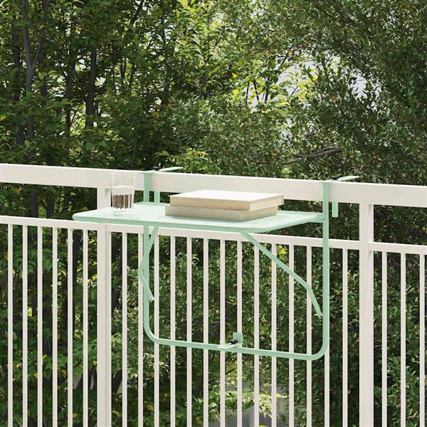 Grote foto vidaxl hangende balkon tafel muntgroen 60 x 39 x 65 cm staal tuin en terras tuinmeubelen