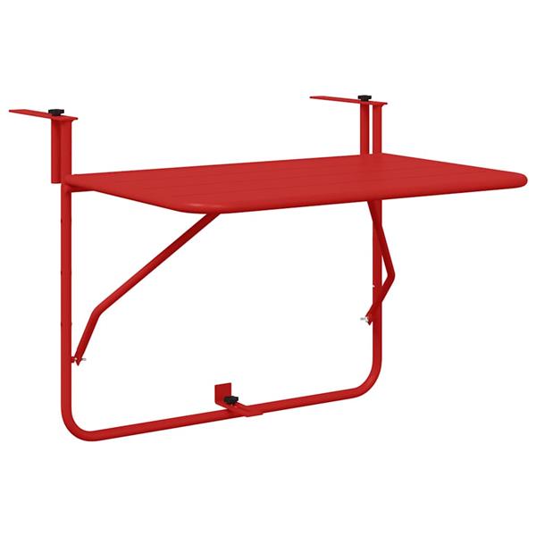Grote foto vidaxl hangende balkon tafel rood 60 x 39 x 65 cm staal tuin en terras tuinmeubelen