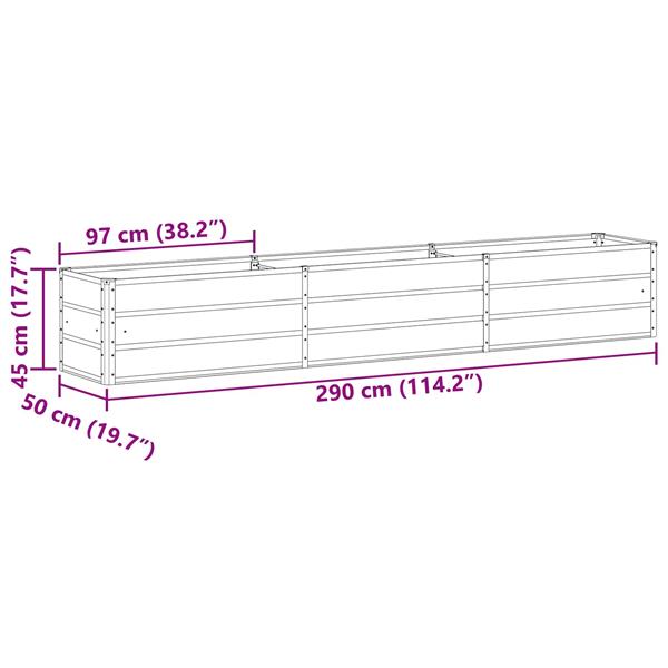 Grote foto vidaxl plantenbak antraciet 290 x 50 x 45 cm gegalvaniseerd staal tuin en terras overige tuin en terras