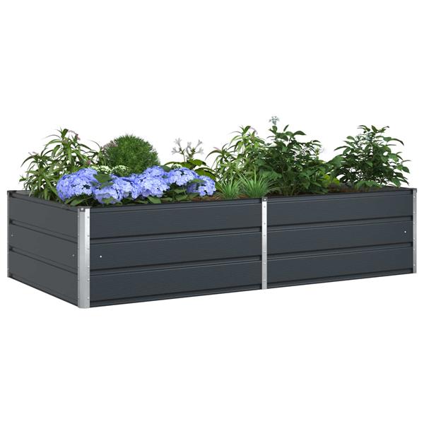 Grote foto vidaxl plantenbak antraciet 195 x 100 x 45 cm gegalvaniseerd staal tuin en terras overige tuin en terras