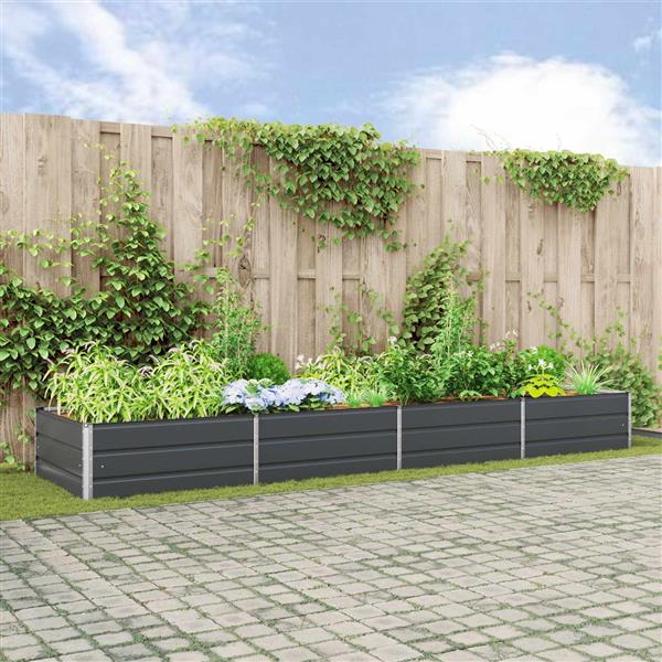Grote foto vidaxl plantenbak antraciet 385 x 100 x 45 cm gegalvaniseerd staal tuin en terras overige tuin en terras