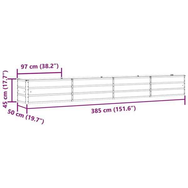 Grote foto vidaxl plantenbak antraciet 385 x 50 x 45 cm gegalvaniseerd staal tuin en terras overige tuin en terras