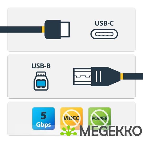 Grote foto startech.com usb315cb2m 2m usb c usb b zwart usb kabel computers en software overige computers en software