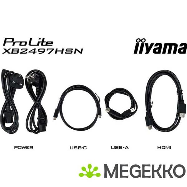 Grote foto iiyama prolite xb2497hsn b1 24 full hd ips usb c monitor computers en software overige computers en software