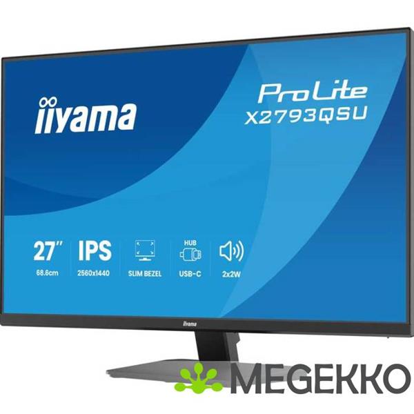 Grote foto iiyama prolite x2793qsu b1 27 quad hd ips usb c monitor computers en software overige computers en software