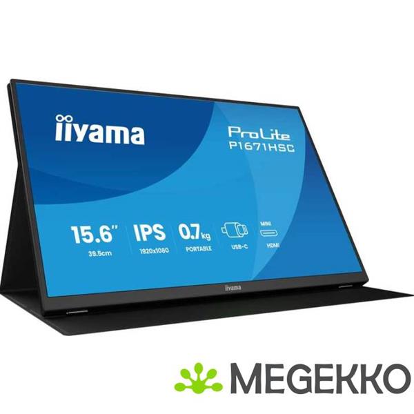 Grote foto iiyama p1671hsc b1 15 6 draagbare ips usb c monitor computers en software overige computers en software