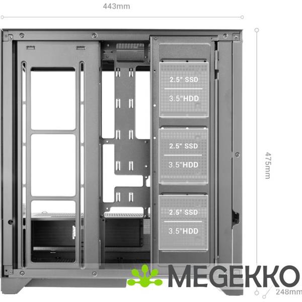 Grote foto mars gaming mc lcdx midi tower wit computers en software behuizingen en kasten