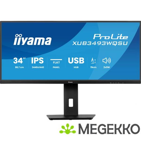 Grote foto iiyama prolite xub3493wqsu b6 34 ultrawide quad hd 120hz ips monitor computers en software overige computers en software