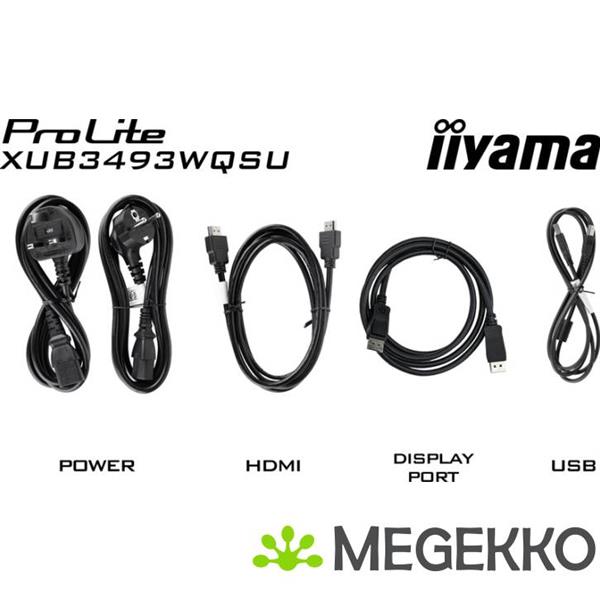 Grote foto iiyama prolite xub3493wqsu b6 34 ultrawide quad hd 120hz ips monitor computers en software overige computers en software