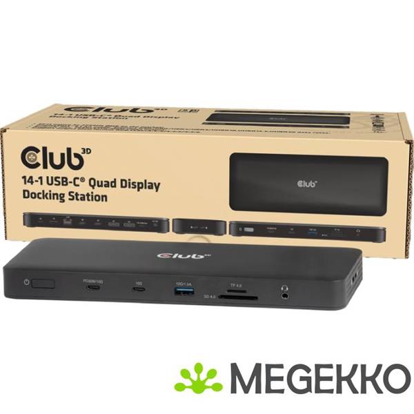 Grote foto club3d 14 in 1 usb c quad display dockingstation computers en software overige computers en software