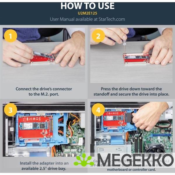 Grote foto startech.com u2m2e125 intern m.2 interfacekaart adapter computers en software netwerkkaarten routers en switches
