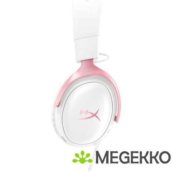 Grote foto hyperx cloud iii bedrade gaming headset in wit roze audio tv en foto koptelefoons
