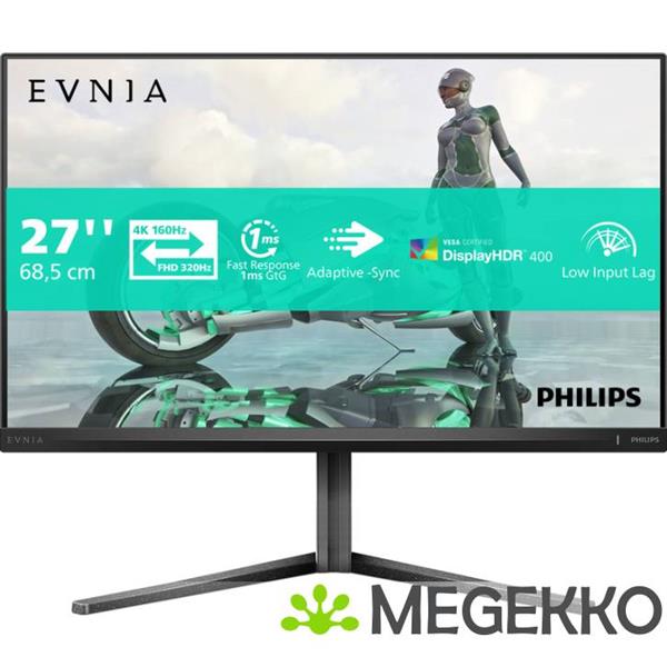 Grote foto philips evnia 3000 27m2n3800a 00 27 4k 160hz fhd 320hz dual frame ips monitor computers en software overige computers en software