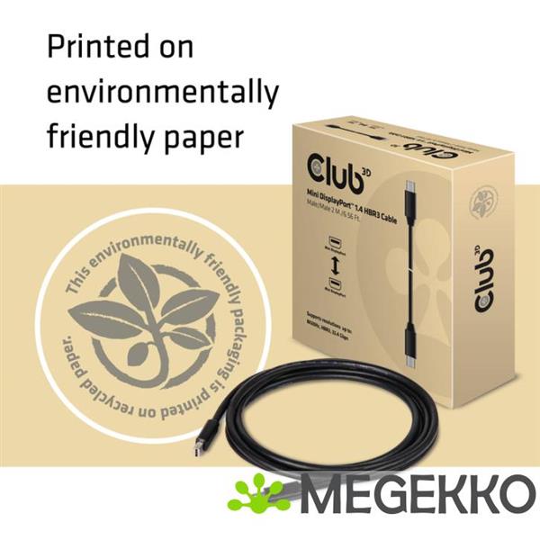 Grote foto club3d mini displayport 1.4 kabel hbr3 m m 2 meter computers en software overige computers en software