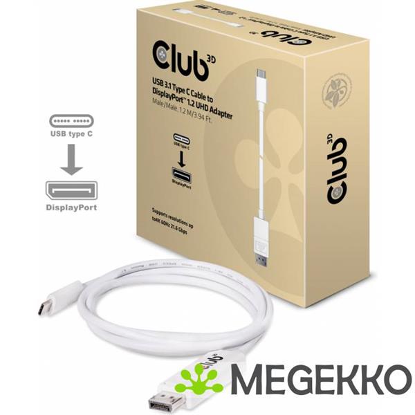 Grote foto club3d usb 3.1 type c cable to displayport 1.2 uhd adapter computers en software overige computers en software