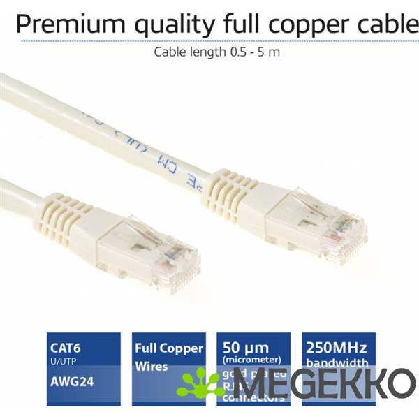 Grote foto act ivoor 30 meter u utp cat6 patchkabel met rj45 connectoren computers en software netwerkkaarten routers en switches