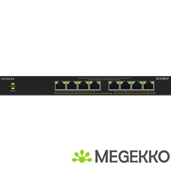 Grote foto netgear gs308lp 100eus 8 port unmanaged poe switch computers en software netwerkkaarten routers en switches