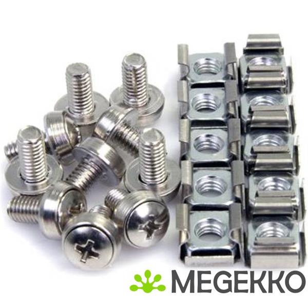 Grote foto startech.com 100 stuks m6 montageschroeven en plaatmoeren voor serverrack computers en software behuizingen en kasten