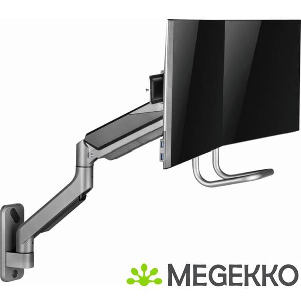 Grote foto gembird monitorarm met gasveer en muurbevestiging voor 2 monitoren computers en software overige computers en software