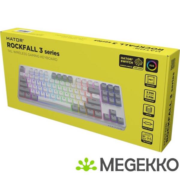 Grote foto hator rockfall 3 tkl wireless mechanisch hotswap toetsenbord wit computers en software toetsenborden