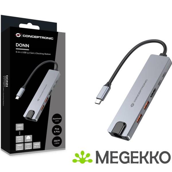 Grote foto conceptronic donn29g laptop dock poortreplicator bedraad usb 3.2 gen 2 3.1 gen 2 type c grijs computers en software overige computers en software